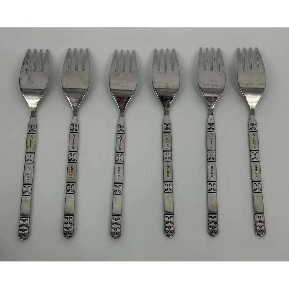 Oneida Community Madrid No Black Accents Stainless Salad Dessert Forks Set of 6